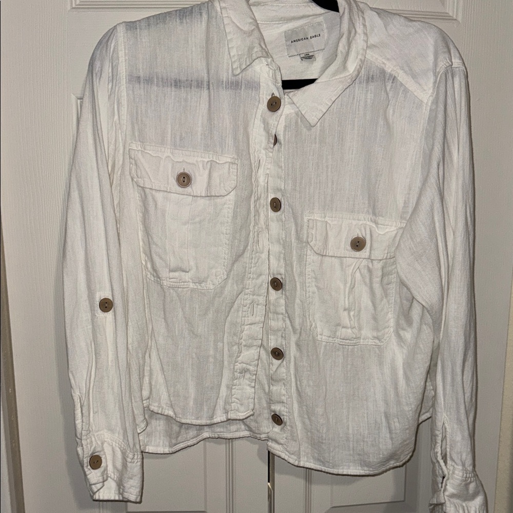 American Eagle Outfitters White Button-Down Shirt